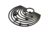 Black Solar System, 1 Oxidized Brass Black Solar System Pendant With 1 Loop, Necklace, Earring (43x46x1.5mm) U145 S296