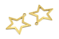 Brass Star Charm, 10 Raw Brass Star Charms With 1 Loop, Pendants, Earrings, Findings, Blanks (29x26x1mm) BS 2190