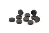 Black Spacer Beads, 12 Oxidized Brass Black Spacer Connectors, Round Beads (8x3.6mm) D0210 S304