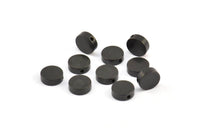 Black Spacer Beads, 12 Oxidized Brass Black Spacer Connectors, Round Beads (8x3.6mm) D0210 S304