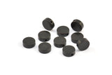 Black Spacer Beads, 12 Oxidized Brass Black Spacer Connectors, Round Beads (8x3.6mm) D0210 S304