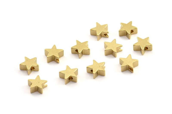 Brass Star Charm, 50 Raw Brass Star Spacer Beads, Spacer Charms, Star Charms (6.5x3mm) BS 2340
