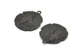 Black Coin Pendant, 2 Oxidized Brass Black Coin Pendants With 1 Loop, Earring Findings, Charms (26x2.4mm) U021 S445
