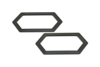 Black Hexagon Connector, 3 Oxidized Brass Black Hexagon Connectors (54x32x0.80mm) D0394 S1058