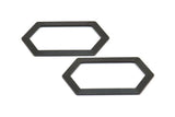 Black Hexagon Connector, 3 Oxidized Brass Black Hexagon Connectors (54x32x0.80mm) D0394 S1058