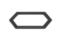 Black Hexagon Connector, 3 Oxidized Brass Black Hexagon Connectors (54x32x0.80mm) D0394 S1058