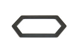 Black Hexagon Connector, 3 Oxidized Brass Black Hexagon Connectors (54x32x0.80mm) D0394 S1058