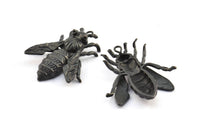 Huge Bee Pendant, 1 Oxidized Brass Black Bee Charm Pendant (41x34mm) N0350 S307