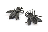 Huge Bee Pendant, 1 Oxidized Brass Black Bee Charm Pendant (41x34mm) N0350 S307