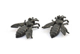 Huge Bee Pendant, 1 Oxidized Brass Black Bee Charm Pendant (41x34mm) N0350 S307