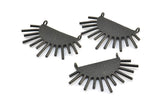 Moon and Sun, 2 Oxidized Brass Black Crescent Moon and Semi Sun Ethnic Pendants With 2 Loops, Findings, Charms (39x23x1mm) U143 S308