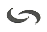 Hammered Crescent Pendant, 2 Oxidized Brass Black Hammered Crescent Pendants With 2 Loops (43x11x1mm) U147 S261