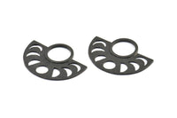Moon Phases Pendant, 2 Oxidized Brass Black Semi Circle Pendants, Earring Findings (39x30x1.5x1mm) U091 S588