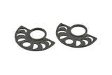 Moon Phases Pendant, 2 Oxidized Brass Black Semi Circle Pendants, Earring Findings (39x30x1.5x1mm) U091 S588
