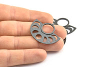 Moon Phases Pendant, 2 Oxidized Brass Black Semi Circle Pendants, Earring Findings (39x30x1.5x1mm) U091 S588