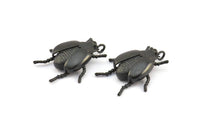 Tiny Bug Charm, 2 Oxidized Brass Black Bug Fly Insect Charms With 1 Loop (29x22x5.5mm) N0495 S619