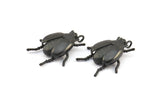 Tiny Bug Charm, 2 Oxidized Brass Black Bug Fly Insect Charms With 1 Loop (29x22x5.5mm) N0495 S619