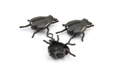 Tiny Bug Charm, 2 Oxidized Brass Black Bug Fly Insect Charms With 1 Loop (29x22x5.5mm) N0495 S387