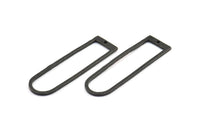 D Shape Rings, 2 Oxidized Brass Black Hammered Long D Shape Connectors With 1 Hole, Rings (46x13x1.3mm) BS 1877 S392