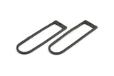 D Shape Rings, 2 Oxidized Brass Black Hammered Long D Shape Connectors With 1 Hole, Rings (46x13x1.3mm) BS 1877 S392