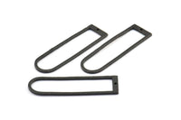 D Shape Rings, 2 Oxidized Brass Black Hammered Long D Shape Connectors With 1 Hole, Rings (46x13x1.3mm) BS 1877 S392