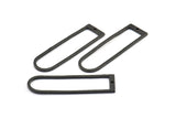 D Shape Rings, 2 Oxidized Brass Black Hammered Long D Shape Connectors With 1 Hole, Rings (46x13x1.3mm) BS 1877 S392