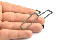 D Shape Rings, 2 Oxidized Brass Black Hammered Long D Shape Connectors With 1 Hole, Rings (46x13x1.3mm) BS 1877 S392