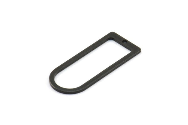 D Shape Rings, 6 Oxidized Brass Black D Shape Connectors, Rings (30x13x1mm) BS 1730 S592