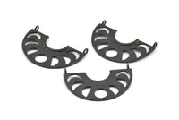 Moon Phases Pendant, 2 Oxidized Brass Black Semi Circle Pendants With 2 Loops, Earring Findings (37x14x1mm) U144 S306
