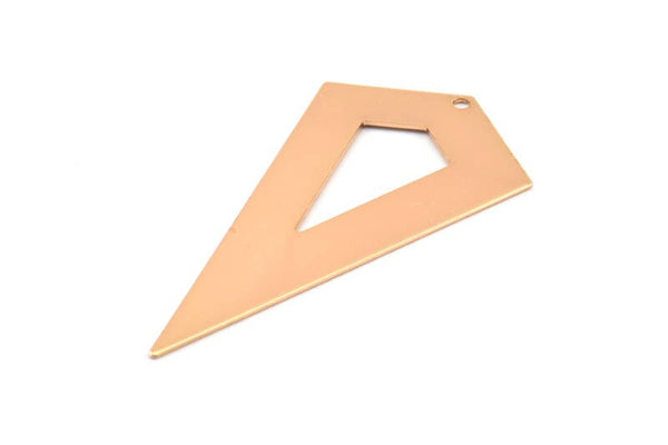 Rose Gold Necklace Triangle, 3 Rose Gold Plated Brass Triangle Charms with 1 holes (54x29x0.60mm) U014 Q0354