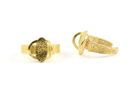 Elegant Ring Settings, 2 Raw Brass Ring Settings With 2 Claws, Ring Blanks (13.5x8x1.5mm) BS 1914