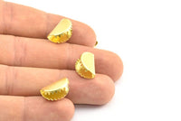 Half Moon Crimp, 30 Raw Brass Ribbon Crimp Ends, Findings (15x10mm) D0115