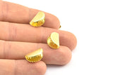 Half Moon Crimp, 30 Raw Brass Ribbon Crimp Ends, Findings (15x10mm) D0115