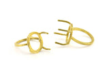 Brass Ring Settings, 4 Raw Brass Ring Settings With 4 Claws - Pad Size 16x13mm N0213