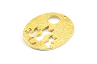 Brass Cats Pendant, 3 Raw Brass Oval Cat Textured Pendants With 1 Hole, Earrings, Charms (28x23x1.1mm) BS 1910