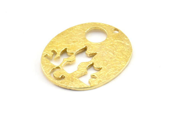 Brass Cats Pendant, 3 Raw Brass Oval Cat Textured Pendants With 1 Hole, Earrings, Charms (28x23x1.1mm) BS 1910