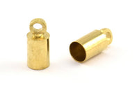 Brass Tassel End Caps, 24 Raw Brass End Cap, Cord Tips, Cord Ends (9x4mm) Cap 7 BS 2195