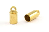 Brass Tassel End Caps, 24 Raw Brass End Cap, Cord Tips, Cord Ends (9x4mm) Cap 7 BS 2195