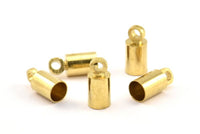 Brass Tassel End Caps, 24 Raw Brass End Cap, Cord Tips, Cord Ends (9x4mm) Cap 7 BS 2195