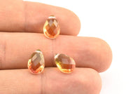 Glass Drop Bead, 4 Dark Orange And Green Tone Color Glass Tear Drop Beads With 1 Hole (12x8x5.5mm) Y213(7)