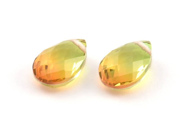 Cam Damla Boncuk, 1 Delikli 4 Turuncu Renkli Cam Damla Boncuk (12x8x5,5 mm) Y213(9)