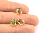 Cam Damla Boncuk, 1 Delikli 4 Yeşil Renkli Cam Damla Boncuk (12x8x5,5 mm) Y213(8)