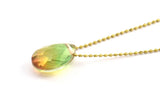 Glass Drop Bead, 4 Green Color Glass Tear Drop Beads With 1 Hole (12x8x5.5mm) Y213(8)