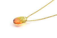 Glass Drop Bead, 4 Dark Orange And Green Tone Color Glass Tear Drop Beads With 1 Hole (12x8x5.5mm) Y213(7)