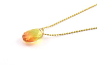 Glass Drop Bead, 4 Orange And Green Tone Color Glass Tear Drop Beads With 1 Hole (12x8x5.5mm) Y213(6)