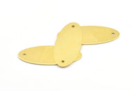Brass Oval Connector, 12 Raw Brass Oval Connectors With 2 Holes (37.5x15.5x0.8mm) BS 1903