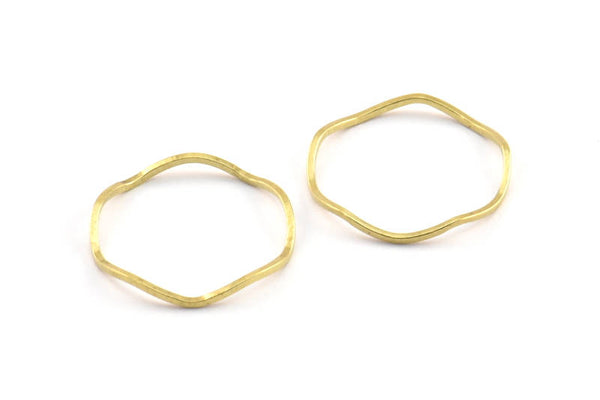 Brass Circle Rings, 24 Raw Brass Wavy Circle Rings, Charms (19x0.8mm) BS 1806