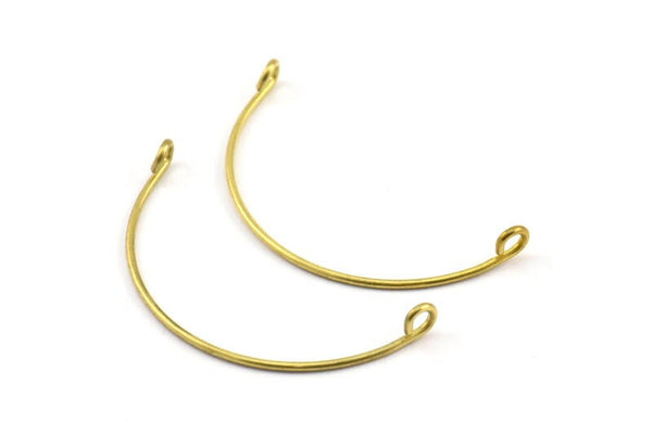 SemiCircle Wire Connector, 24 Raw Brass SemiCircle Wire Pendant With 2 Holes (38x1mm) BS 2142