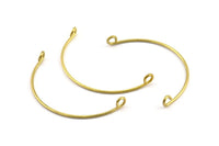 SemiCircle Wire Connector, 24 Raw Brass SemiCircle Wire Pendant With 2 Holes (38x1mm) BS 2142