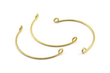 SemiCircle Wire Connector, 24 Raw Brass SemiCircle Wire Pendant With 2 Holes (38x1mm) BS 2142